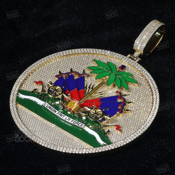 Haitian Pride Enamel circle Pendant