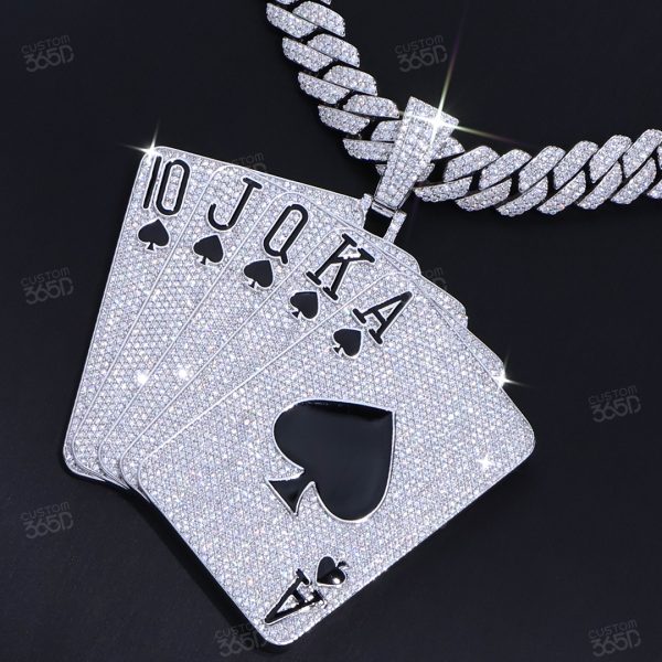 Fully Iced-Out Poker Cards Pendant