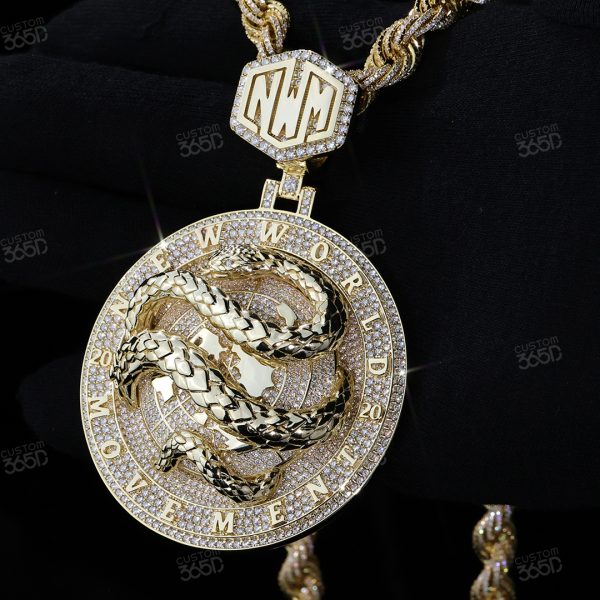 Golden Serpent Medallion Pendant