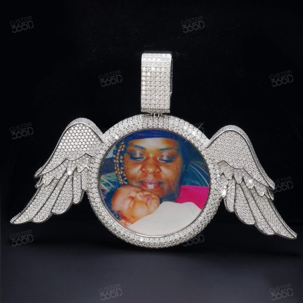 Angel Wings double sided Photo Pendant